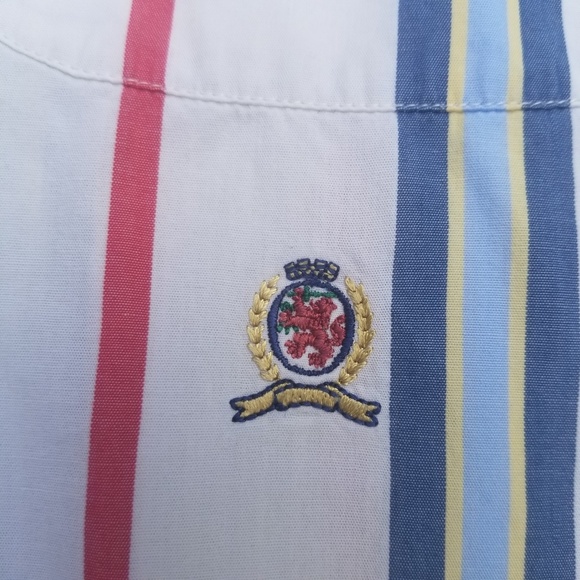 Vintage 90s Tommy Hilfiger Mens Long Sleeve Striped Button Down Dress Shirt XL - Picture 4 of 8